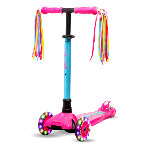 I-GLIDE 3 Wheel Scooter Combo Pack with Ribbons (Pink/Aqua)