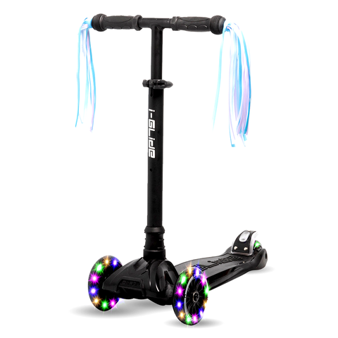 I-GLIDE 3 Wheel Scooter Combo Pack with Ribbons (Black)