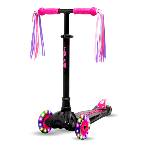 I-GLIDE 3 Wheel Scooter Combo Pack with Ribbons (Black/Pink)