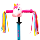 I-GLIDE 3 Wheel Scooter Combo Pack with Unicorn Head and Ribbons (Pink/Aqua)