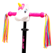 I-GLIDE 3 Wheel Scooter Combo Pack with Unicorn Head and Ribbons (Black/Pink)