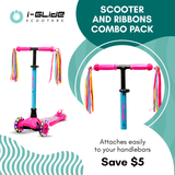 I-GLIDE 3 Wheel Scooter Combo Pack with Ribbons (Pink/Aqua)