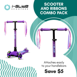 I-GLIDE 3 Wheel Scooter Combo Pack with Ribbons (Purple/Blue)