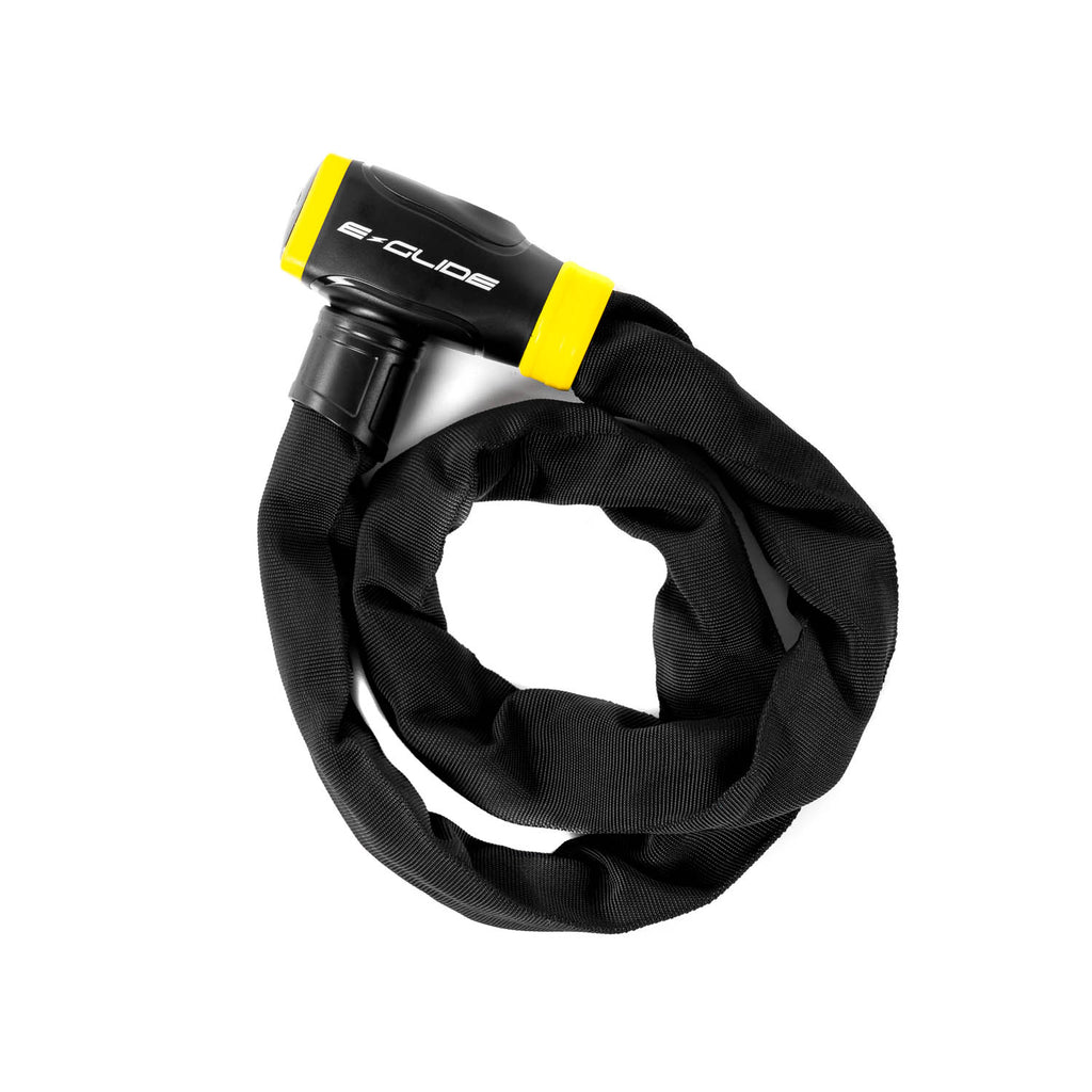E-Glide EGL08-120 Scooter / Bike Alarm Chain Lock | Black & Yellow