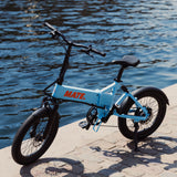 MATE Fusion Folding Electric Bike Lifestyle Static Ocean - SCOOTER HUT