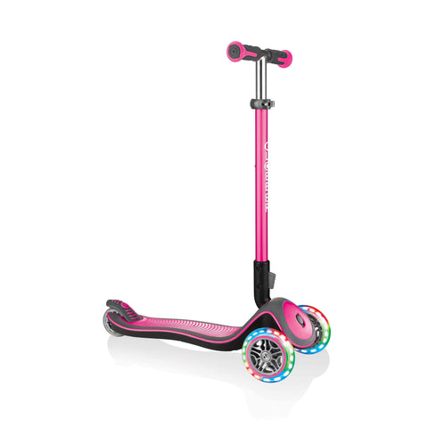 Globber Elite Deluxe 3-Wheel Kids Scooter with Lights | Deep Pink