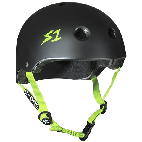 Lifer Certified Helmet | Black Matte w/ Bright Green Straps